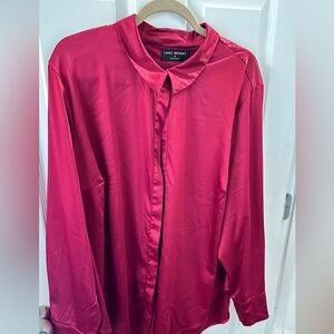 Silk feel long sleeve raspberry shirt